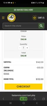 Fast Ammo coupon verification screenshot