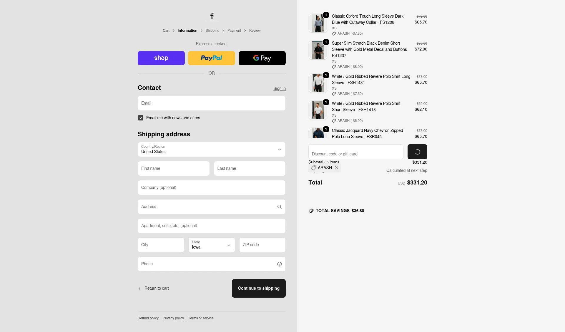 Father Sons checkout page showing Father Sons discount code box | Screenshot taken by SimplyCodes community member on Feb 17, 2026