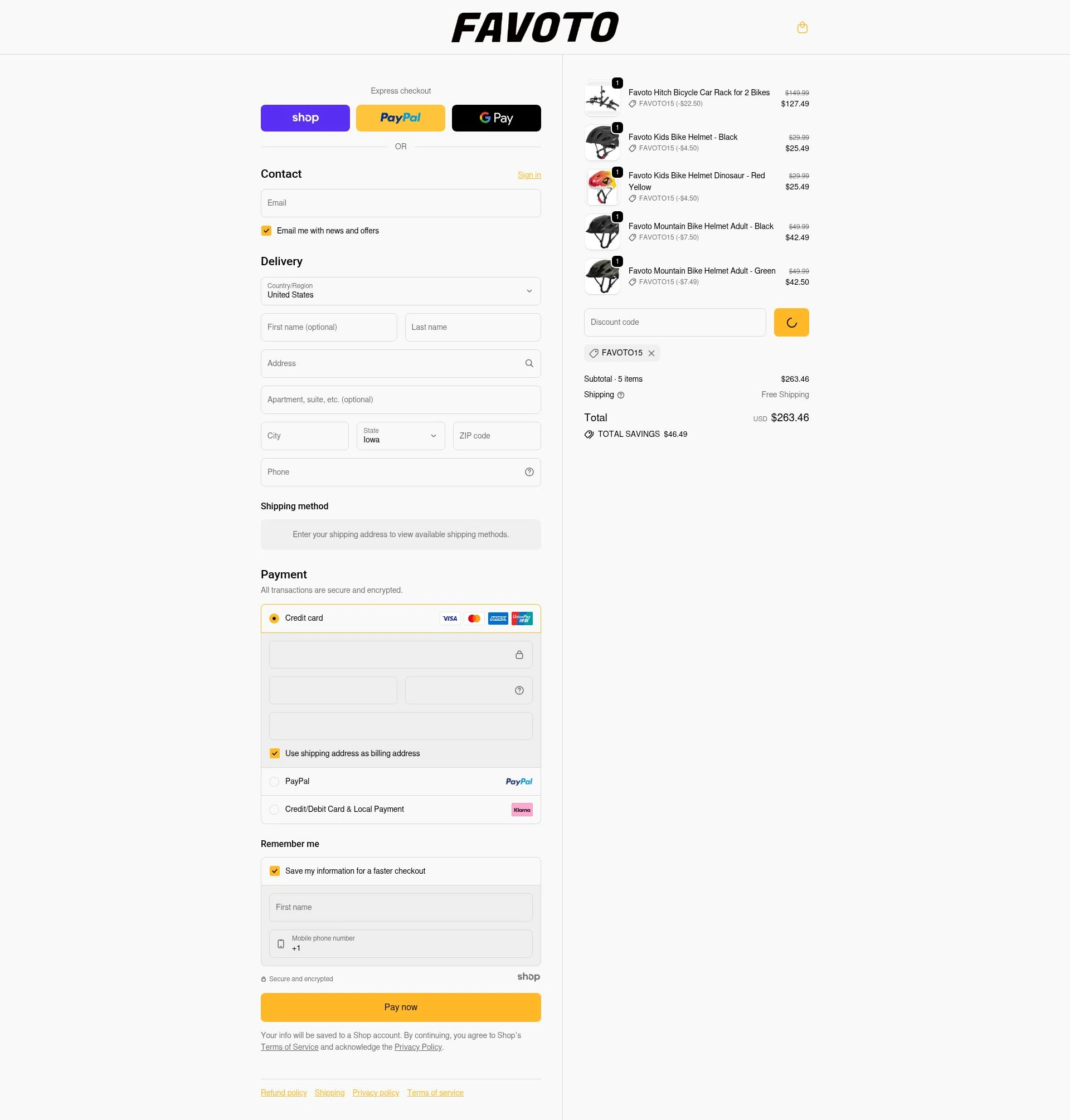 Favoto checkout page showing Favoto promo code box | Screenshot taken by SimplyCodes community member on Jan 2, 2026