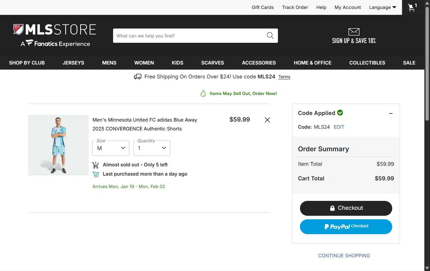 FC Cincinnati checkout page showing FC Cincinnati promo code box | Screenshot taken by SimplyCodes community member on Jan 3, 2026