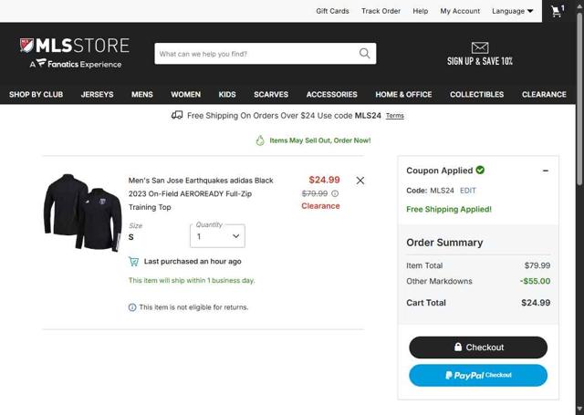 FC Cincinnati checkout page showing FC Cincinnati promo code box | Screenshot taken by SimplyCodes community member on Sep 30, 2025