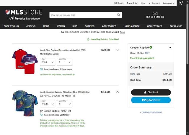 FC Cincinnati checkout page showing FC Cincinnati promo code box | Screenshot taken by SimplyCodes community member on Sep 10, 2025