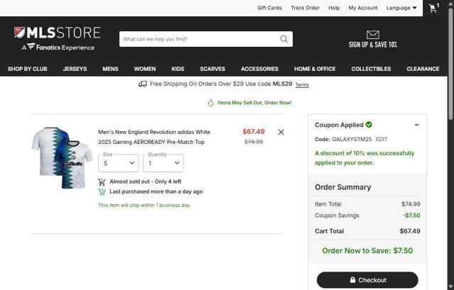 FC Cincinnati checkout page showing FC Cincinnati promo code box | Screenshot taken by SimplyCodes community member on Oct 2, 2025
