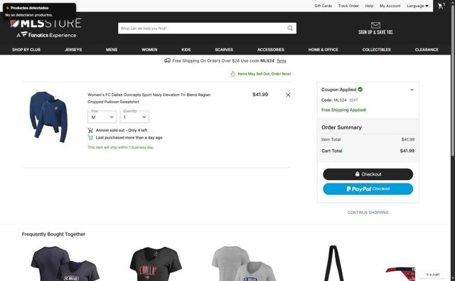 FC Dallas checkout page showing FC Dallas promo code box | Screenshot taken by SimplyCodes community member on Oct 6, 2025