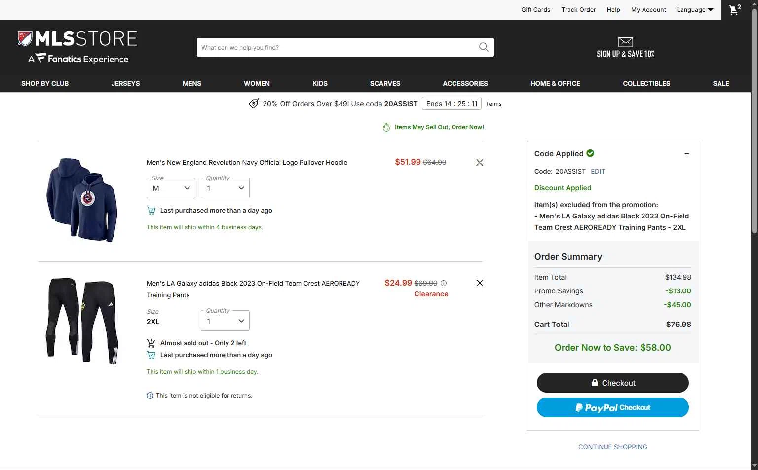 FC Dallas checkout page showing FC Dallas promo code box | Screenshot taken by SimplyCodes community member on Jan 10, 2026