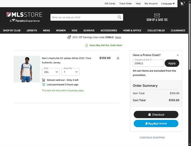 FC Dallas checkout page showing FC Dallas promo code box | Screenshot taken by SimplyCodes community member on Sep 8, 2025