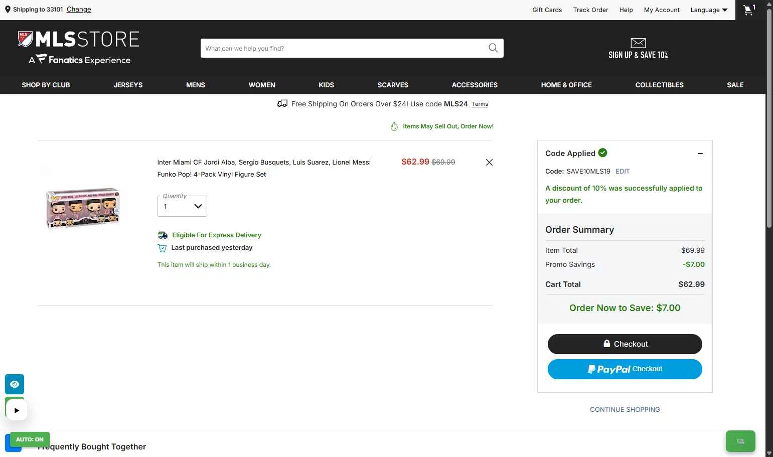 FC Dallas checkout page showing FC Dallas promo code box | Screenshot taken by SimplyCodes community member on Feb 5, 2026