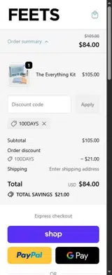 100DAYS coupon verification screenshot