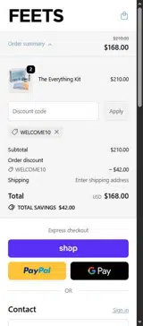 welcome10 coupon verification screenshot
