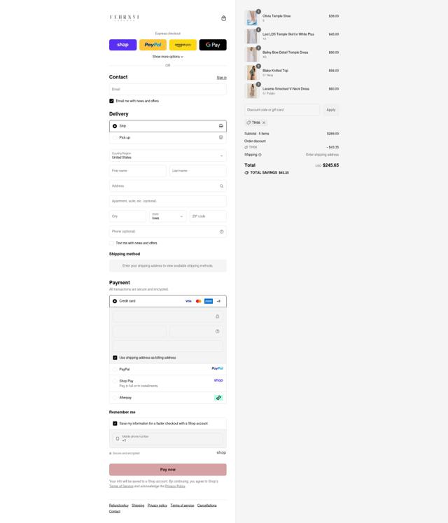 FEHRNVI checkout page showing FEHRNVI discount code box | Screenshot taken by SimplyCodes community member on Sep 13, 2025