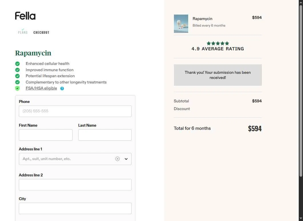 Fella Health checkout page showing Fella Health discount code box | Screenshot taken by SimplyCodes community member on Nov 8, 2025