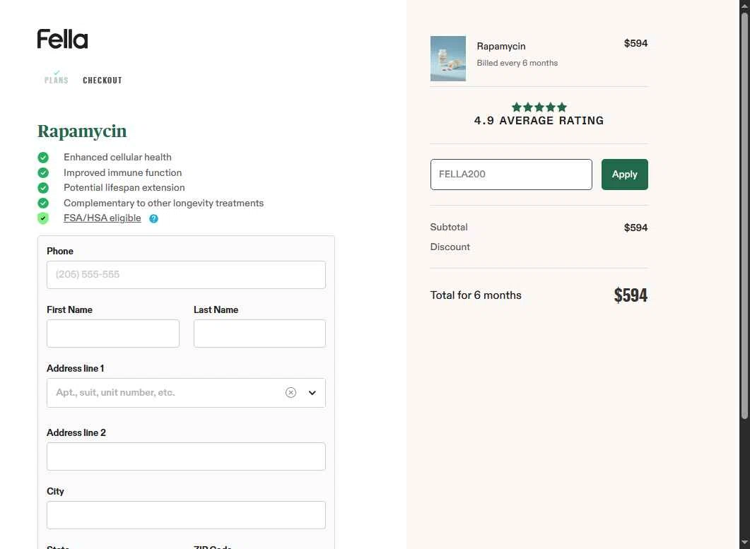 Fella Health checkout page showing Fella Health discount code box | Screenshot taken by SimplyCodes community member on Oct 28, 2025