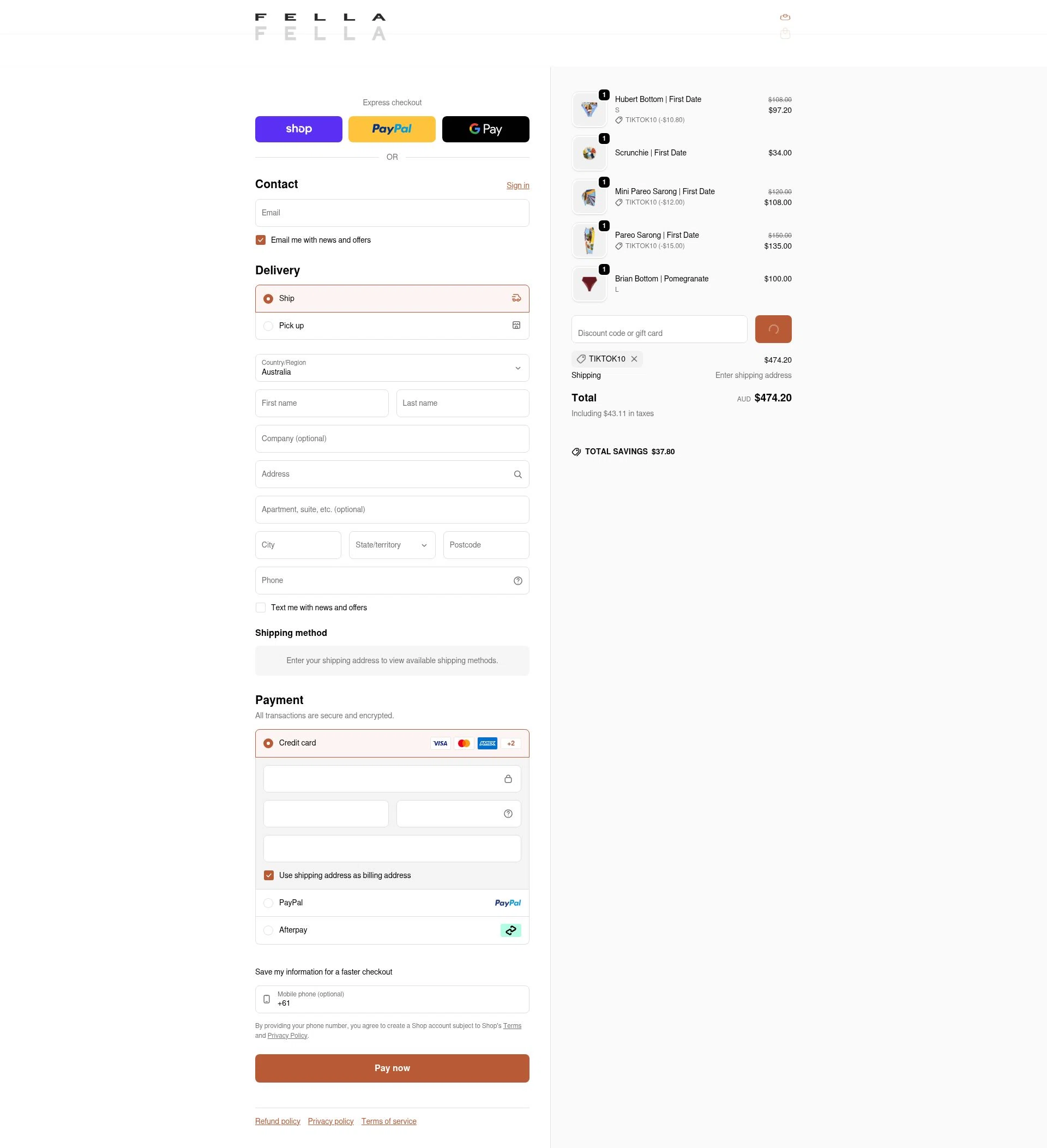 Fella Swim checkout page showing Fella Swim discount code box | Screenshot taken by SimplyCodes community member on Jan 17, 2026