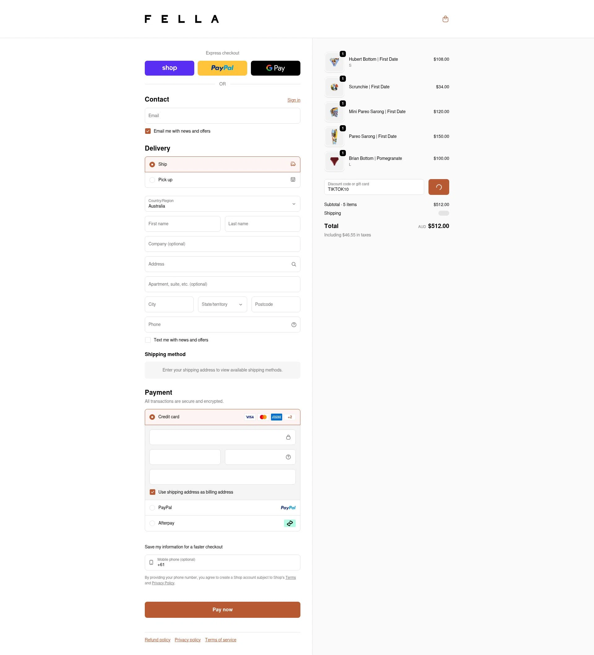 Fella Swim checkout page showing Fella Swim discount code box | Screenshot taken by SimplyCodes community member on Jan 31, 2026