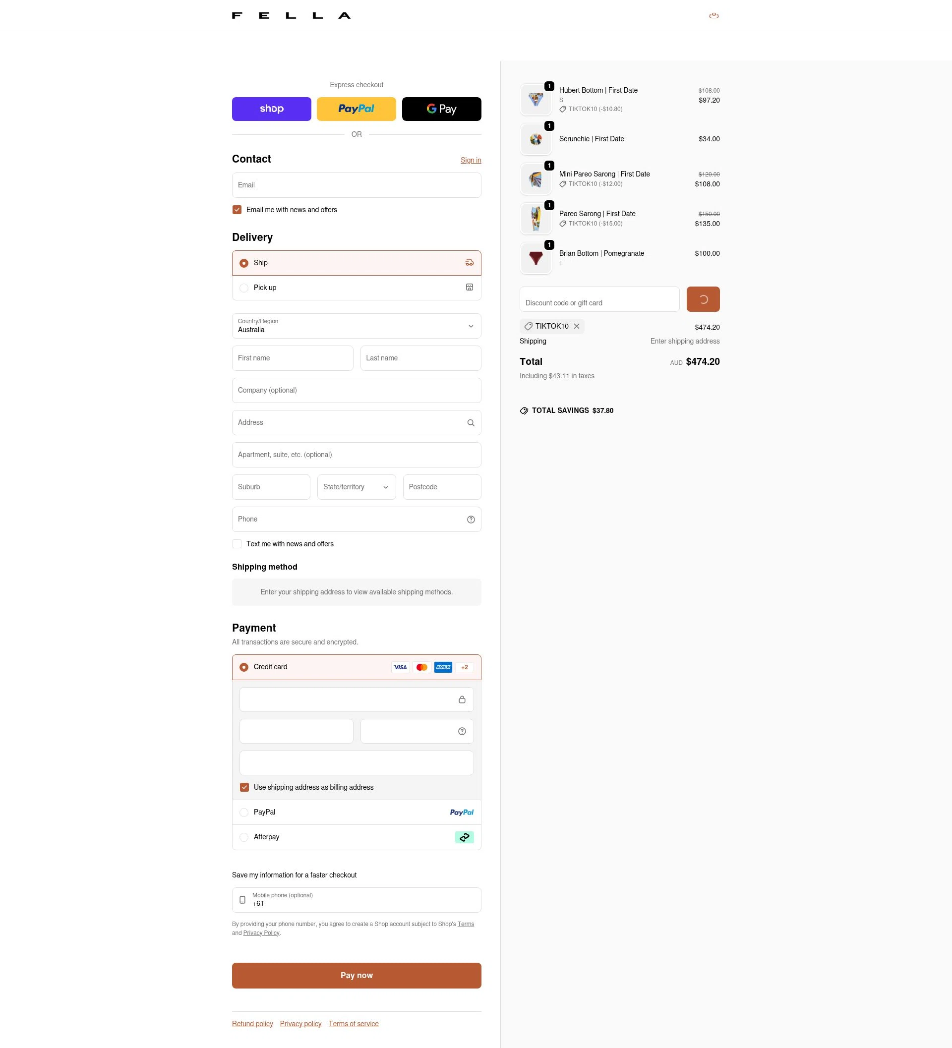 Fella Swim checkout page showing Fella Swim discount code box | Screenshot taken by SimplyCodes community member on Feb 13, 2026