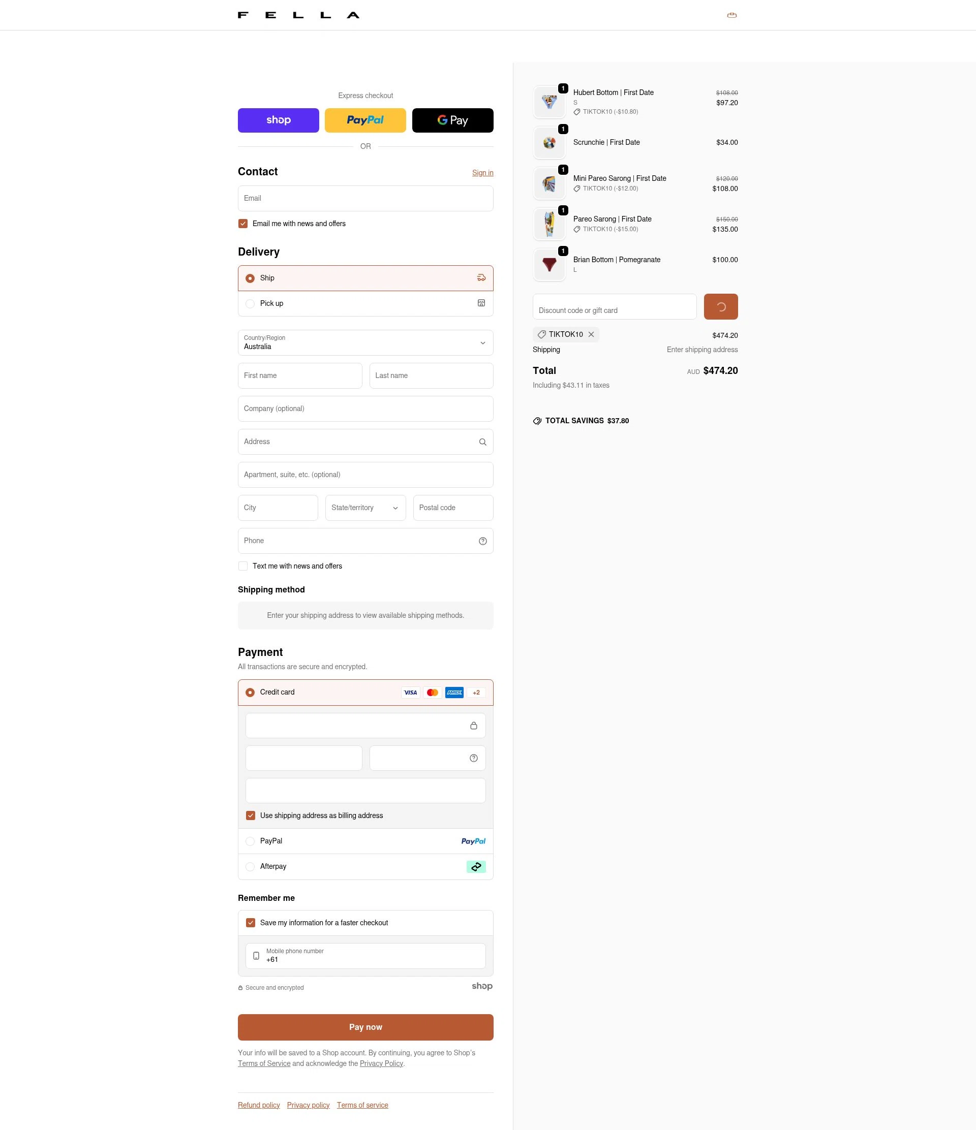 Fella Swim checkout page showing Fella Swim discount code box | Screenshot taken by SimplyCodes community member on Jan 22, 2026