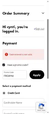 FRIDAY50 coupon verification screenshot