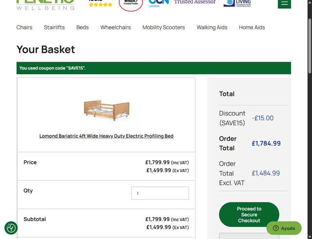 Fenetic Wellbeing checkout page showing Fenetic Wellbeing discount code box | Screenshot taken by SimplyCodes community member on May 2, 2025