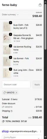 KANO10 coupon verification screenshot