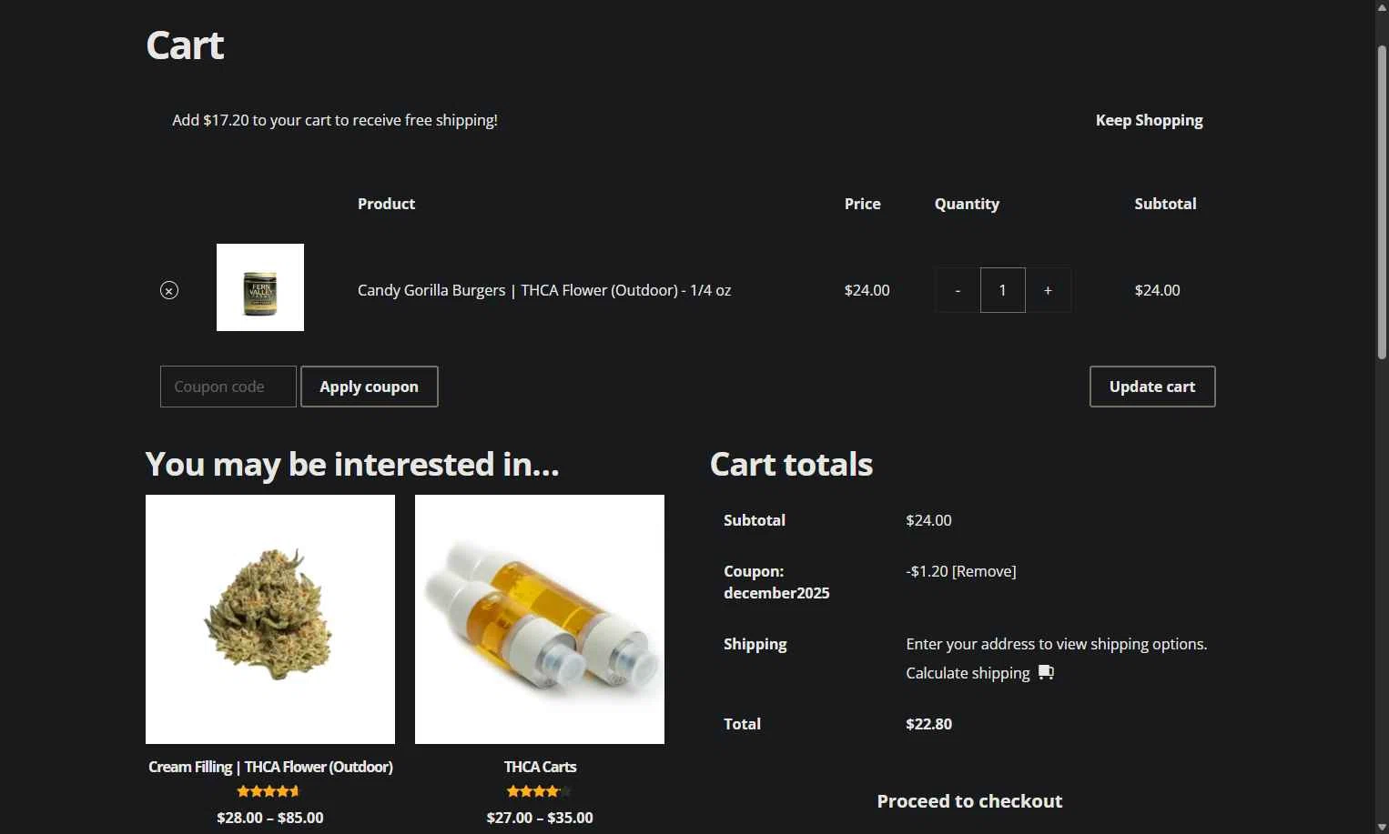 Fern Valley Farms checkout page showing Fern Valley Farms coupon code box | Screenshot taken by SimplyCodes community member on Dec 30, 2025