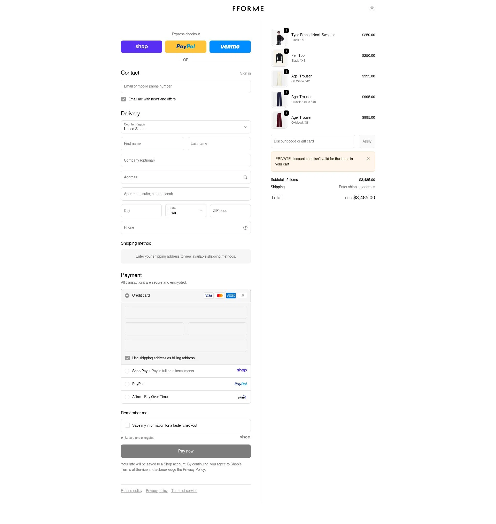 FFORME checkout page showing FFORME promo code box | Screenshot taken by SimplyCodes community member on Dec 29, 2025