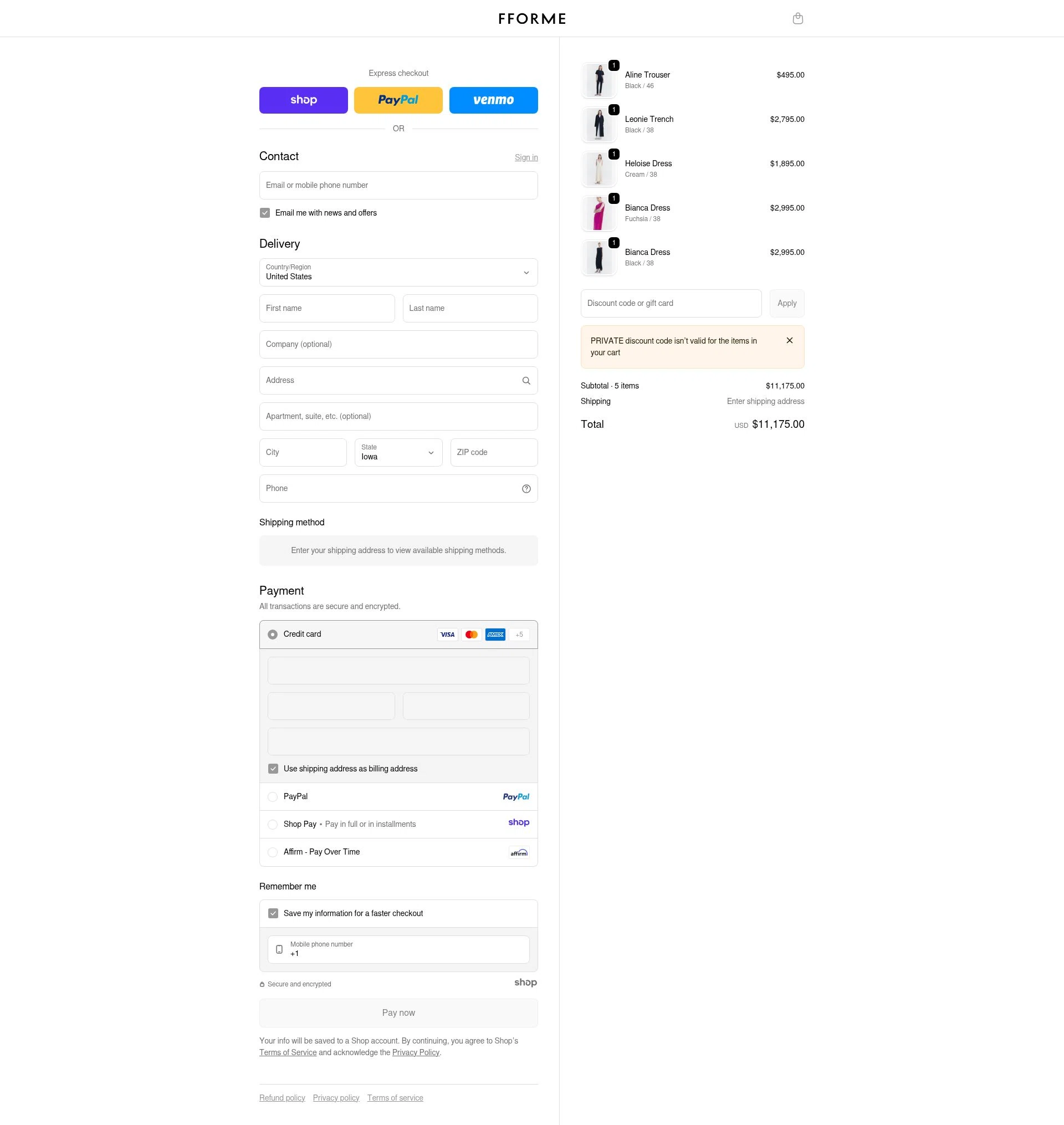 FFORME checkout page showing FFORME promo code box | Screenshot taken by SimplyCodes community member on Dec 17, 2025