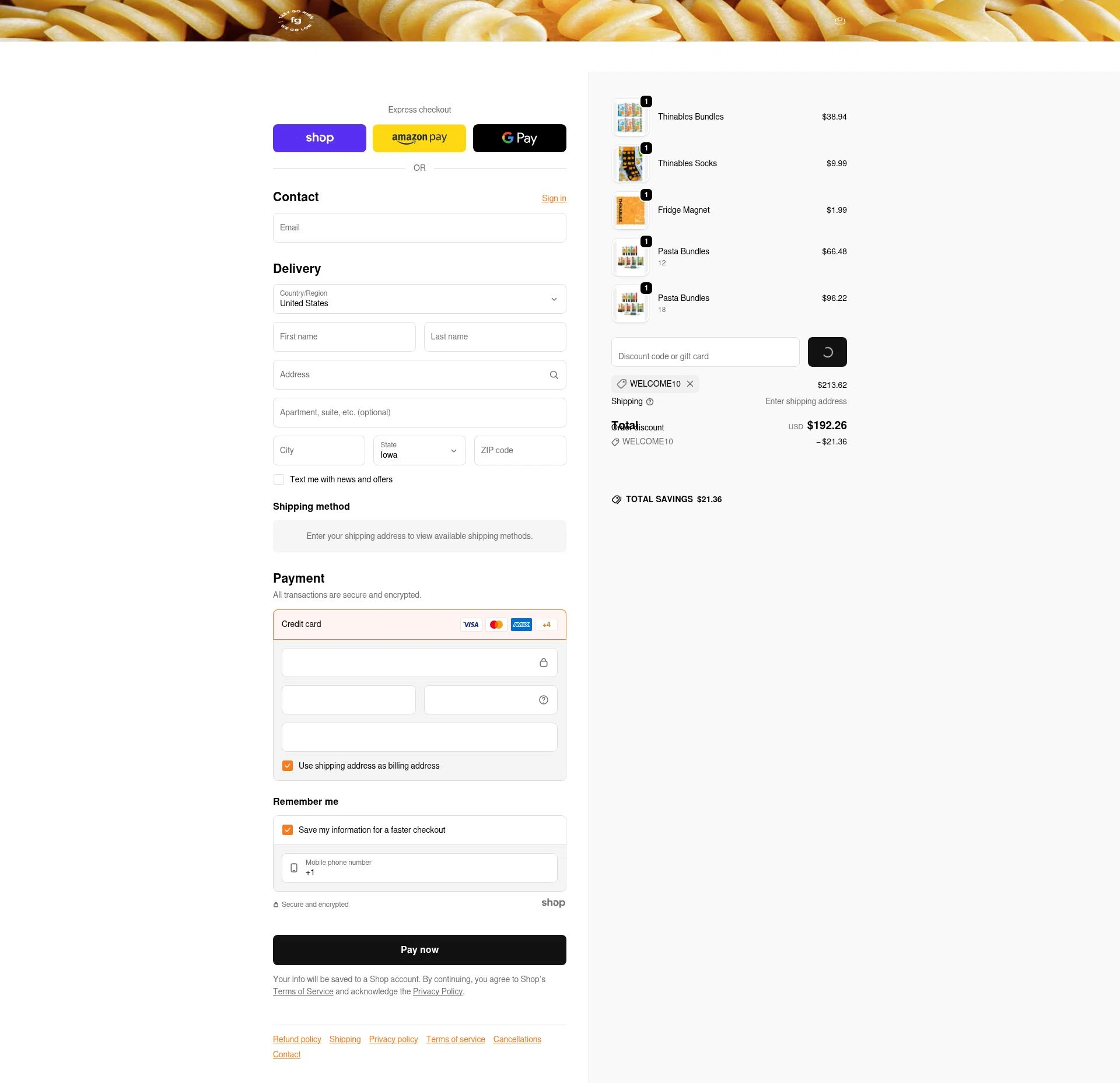 Fiber Gourmet checkout page showing Fiber Gourmet promo code box | Screenshot taken by SimplyCodes community member on Jan 27, 2026