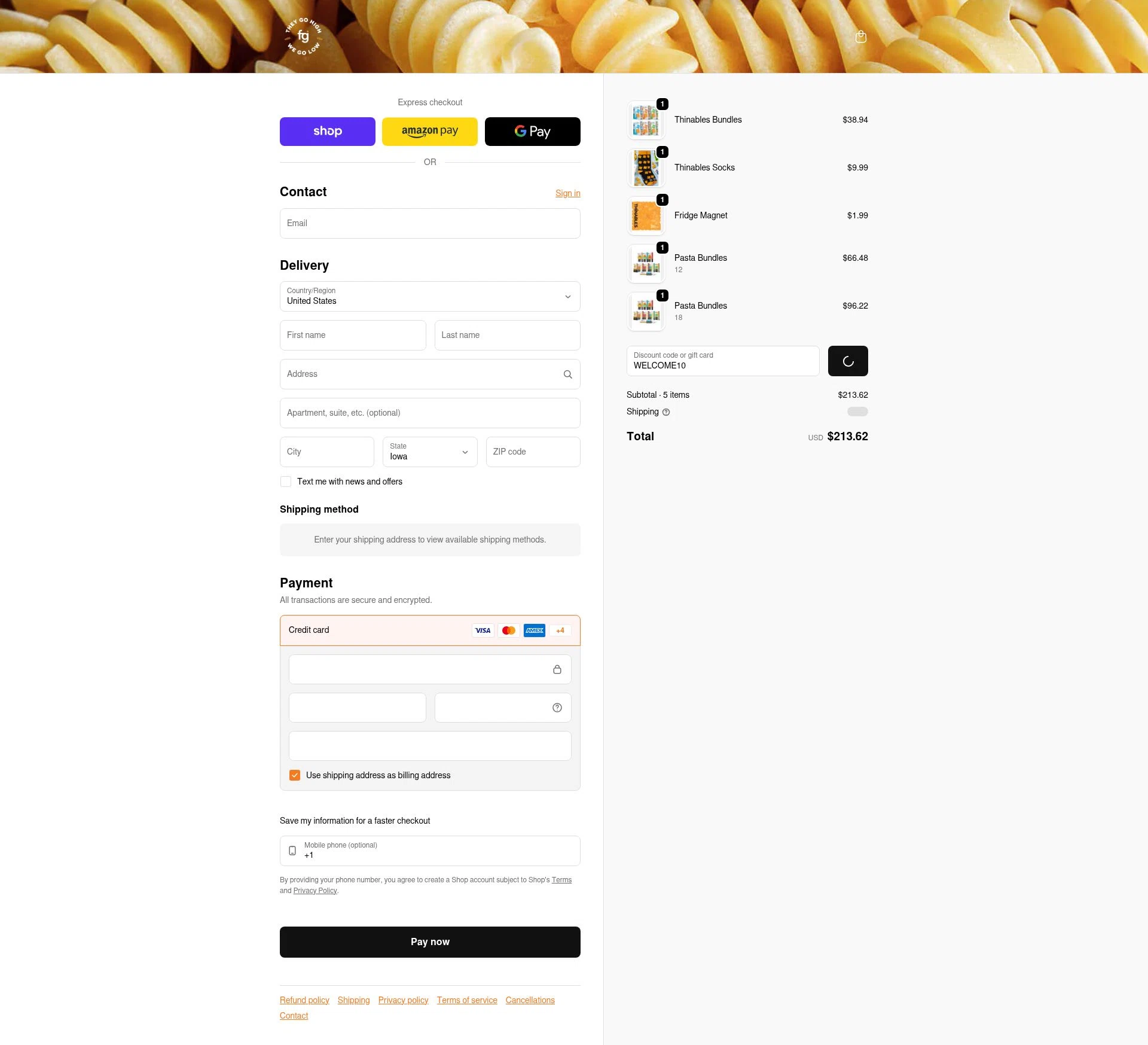 Fiber Gourmet checkout page showing Fiber Gourmet promo code box | Screenshot taken by SimplyCodes community member on Feb 1, 2026