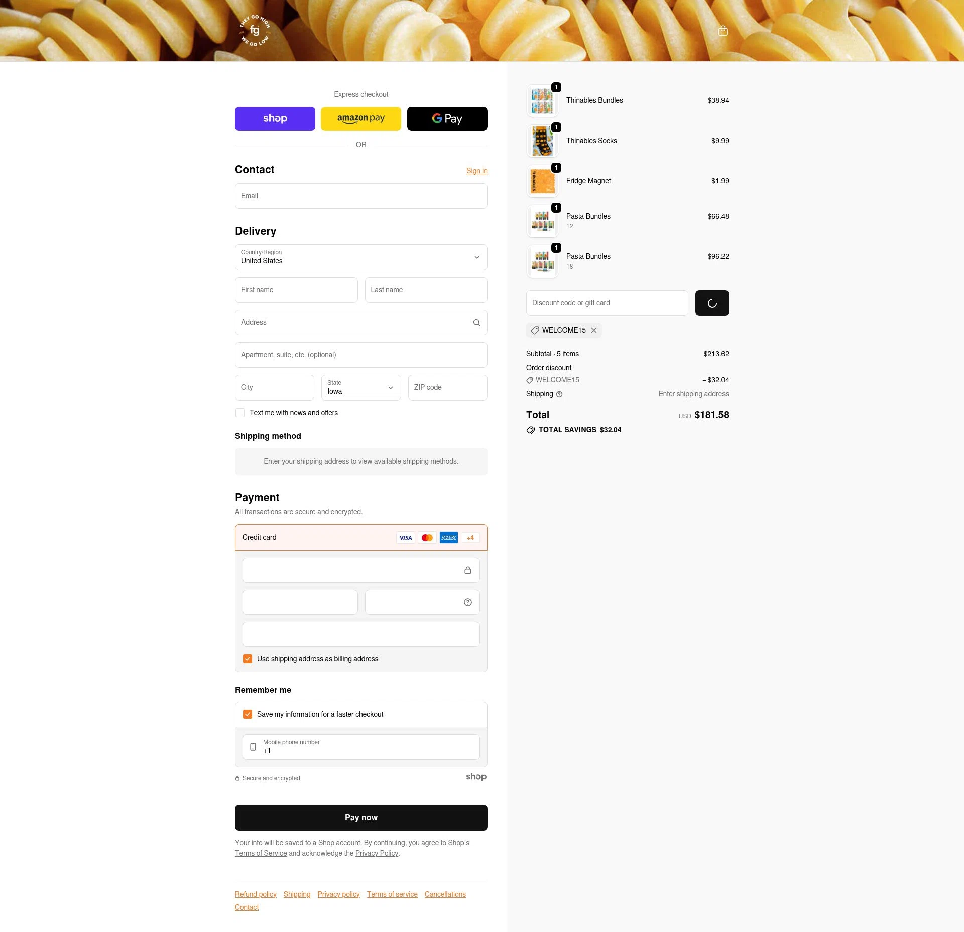 Fiber Gourmet checkout page showing Fiber Gourmet promo code box | Screenshot taken by SimplyCodes community member on Jan 27, 2026