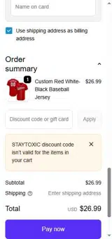staytoxic coupon verification screenshot