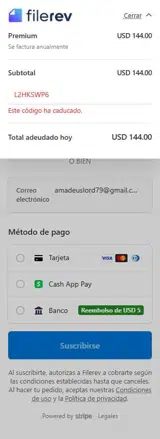 Filerev coupon verification screenshot