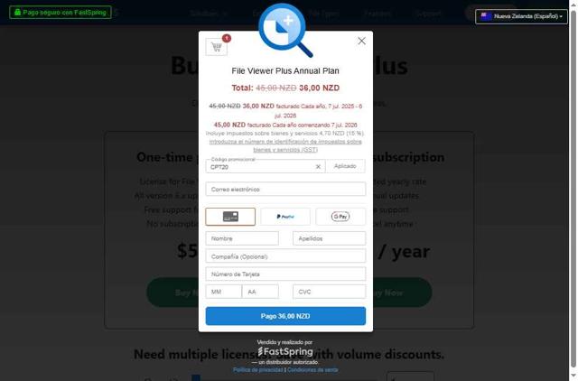 File Viewer Plus checkout page showing File Viewer Plus coupon code box | Screenshot taken by SimplyCodes community member on Jul 7, 2025
