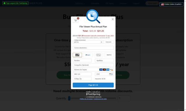 File Viewer Plus checkout page showing File Viewer Plus coupon code box | Screenshot taken by SimplyCodes community member on Sep 13, 2025