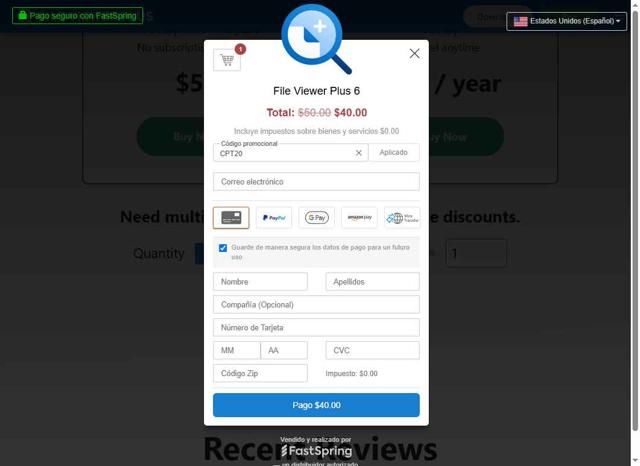 File Viewer Plus checkout page showing File Viewer Plus coupon code box | Screenshot taken by SimplyCodes community member on Jun 11, 2025