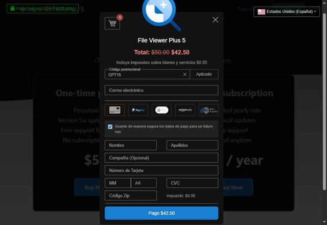 File Viewer Plus checkout page showing File Viewer Plus coupon code box | Screenshot taken by SimplyCodes community member on May 22, 2025