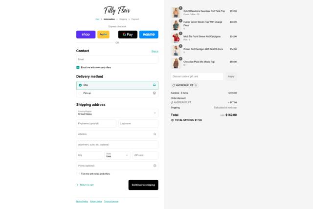 Filly Flair checkout page showing Filly Flair coupon code box | Screenshot taken by SimplyCodes community member on Sep 12, 2025