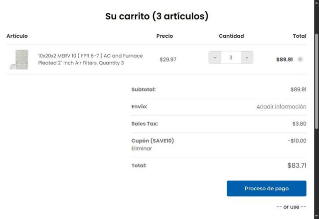 Filters Delivered checkout page showing Filters Delivered coupon code box | Screenshot taken by SimplyCodes community member on Aug 17, 2025