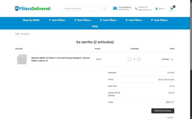 Filters Delivered checkout page showing Filters Delivered coupon code box | Screenshot taken by SimplyCodes community member on Jul 5, 2025