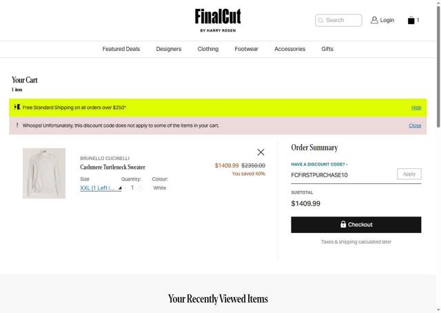 FinalCut checkout page showing FinalCut promo code box | Screenshot taken by SimplyCodes community member on May 7, 2025