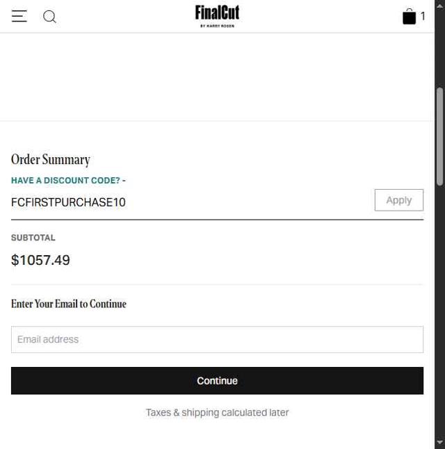 FinalCut checkout page showing FinalCut promo code box | Screenshot taken by SimplyCodes community member on Jul 31, 2025
