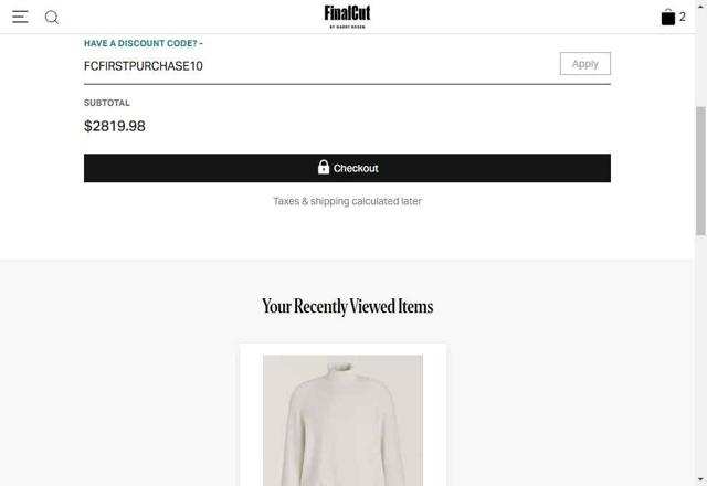 FinalCut checkout page showing FinalCut promo code box | Screenshot taken by SimplyCodes community member on May 4, 2025