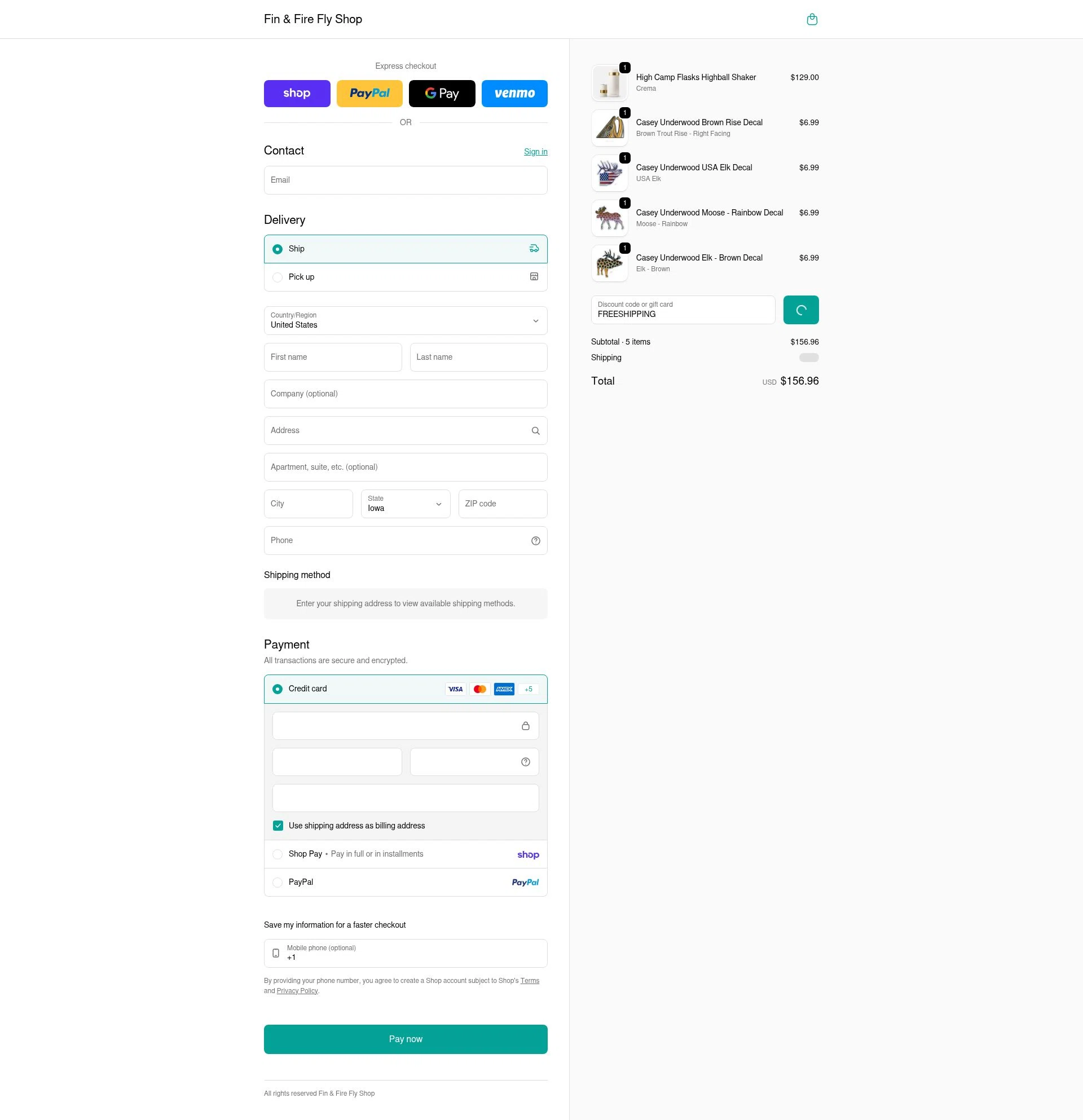 Fin & Fire checkout page showing Fin & Fire promo code box | Screenshot taken by SimplyCodes community member on Feb 12, 2026