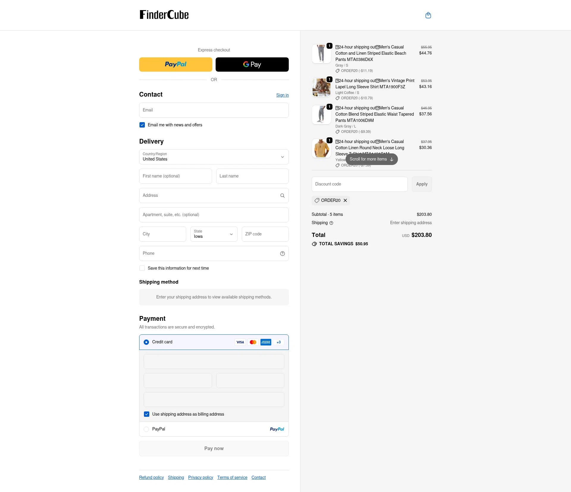 Findercube checkout page showing Findercube discount code box | Screenshot taken by SimplyCodes community member on Dec 29, 2025
