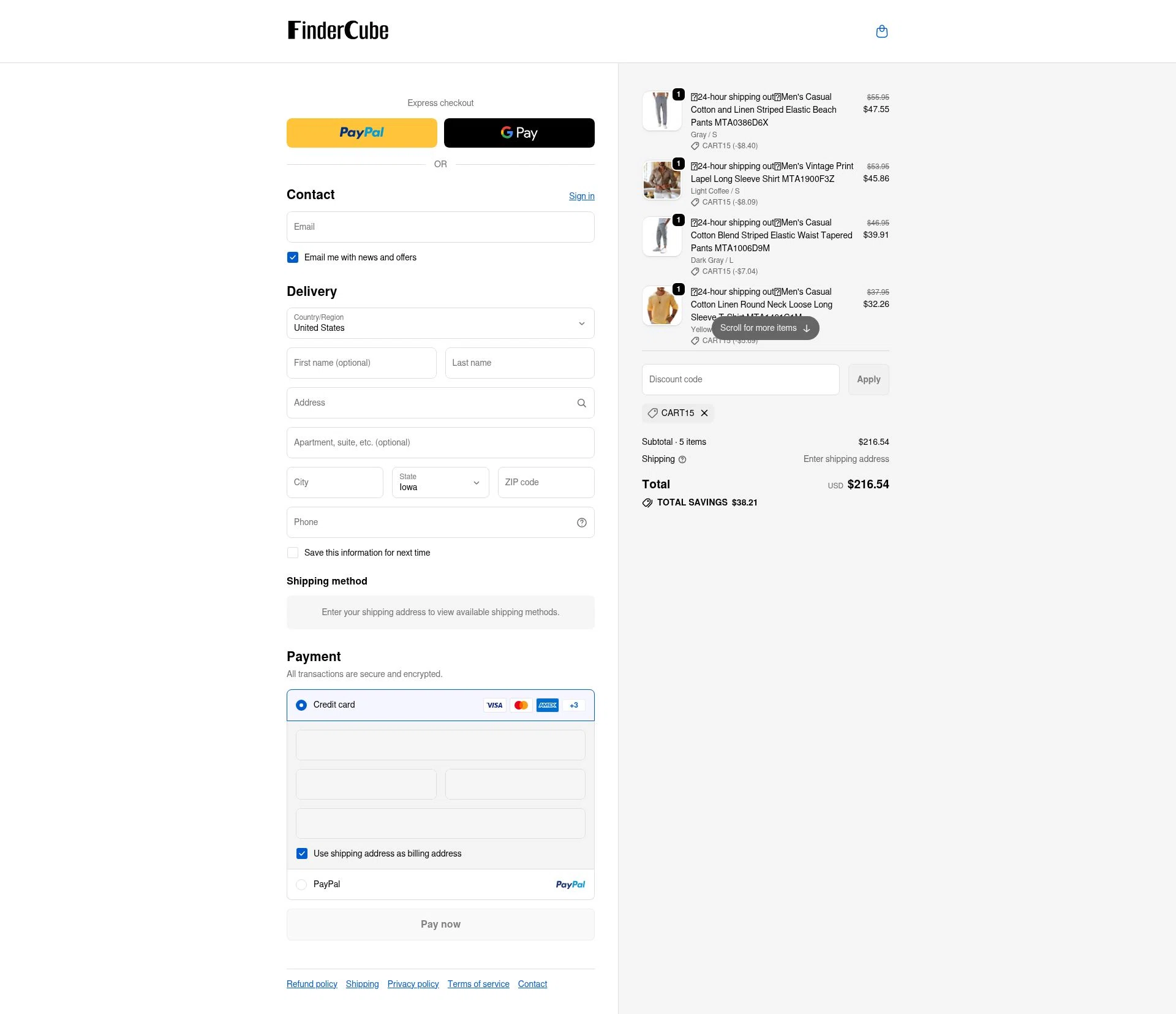Findercube checkout page showing Findercube discount code box | Screenshot taken by SimplyCodes community member on Dec 29, 2025