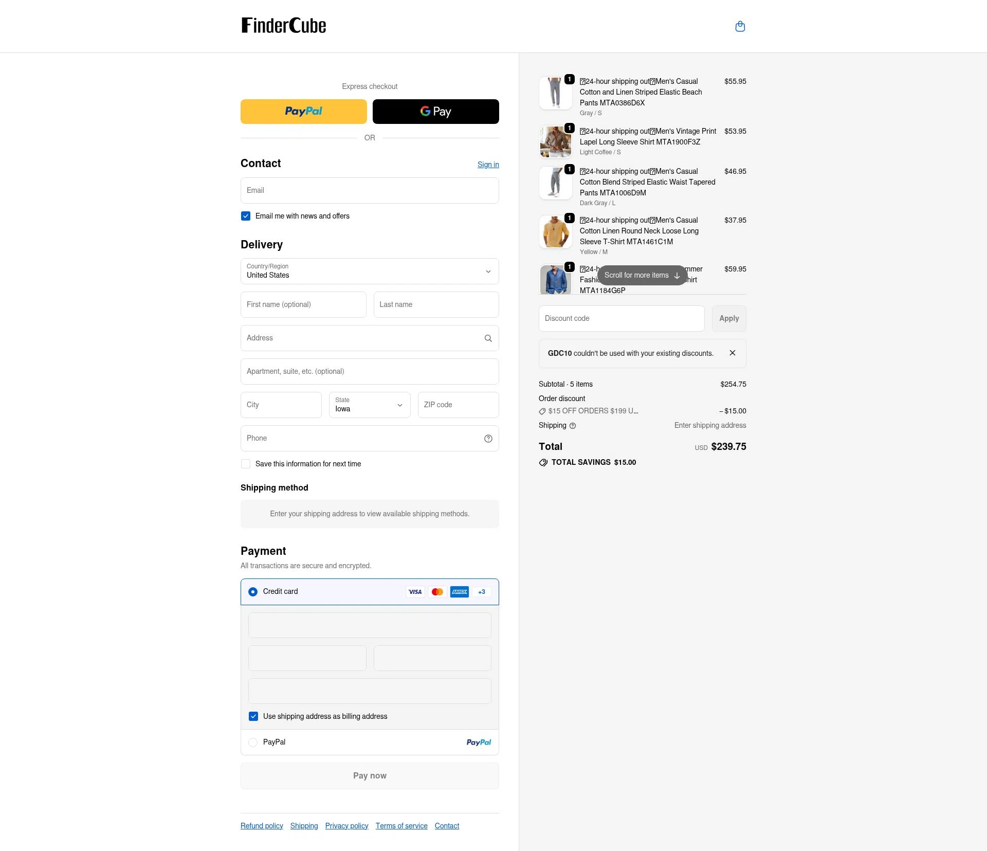 Findercube checkout page showing Findercube discount code box | Screenshot taken by SimplyCodes community member on Dec 29, 2025