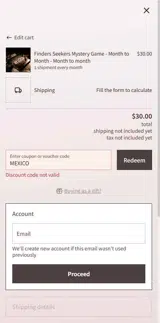 MEXICO coupon verification screenshot