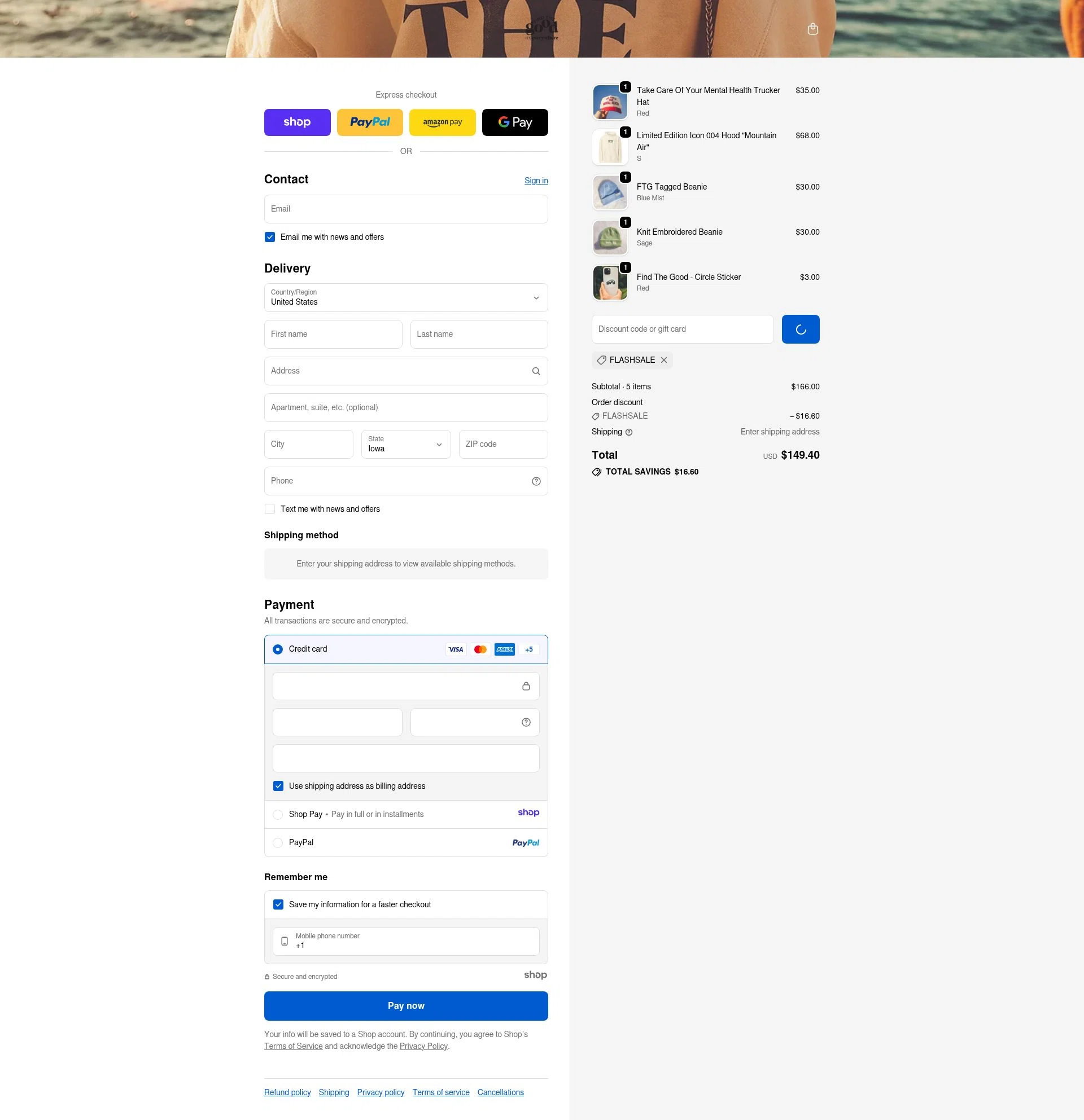 Find The Good checkout page showing Find The Good discount code box | Screenshot taken by SimplyCodes community member on Jan 1, 2026