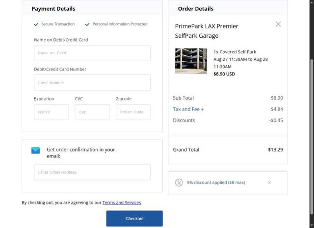 Find Parking checkout page showing Find Parking promo code box | Screenshot taken by SimplyCodes community member on Aug 26, 2025