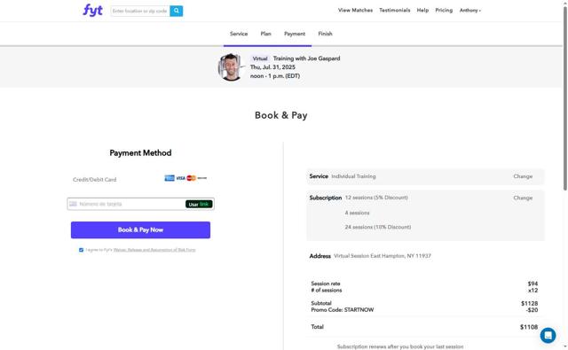 Find Your Trainer checkout page showing Find Your Trainer promo code box | Screenshot taken by SimplyCodes community member on Jul 26, 2025