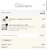 Fine Linen and Bath coupon verification screenshot
